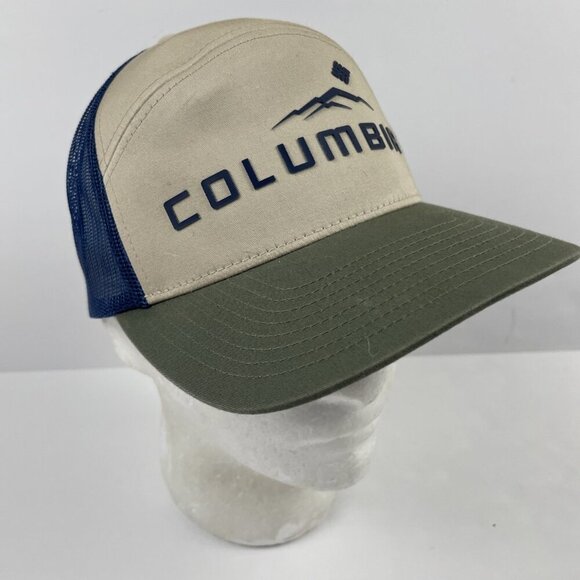 Columbia Trucker Snapback Hat Adults Canvas Mesh Outdoors Fish Hike Raised Logo - Picture 1 of 8